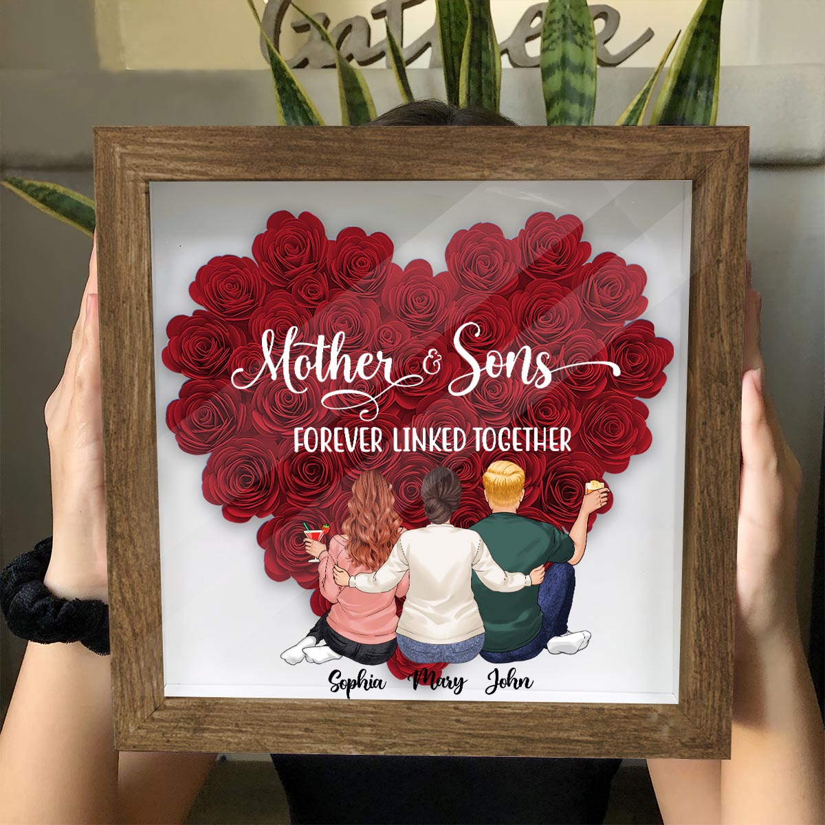 Mother And Daughters - Gift for mom, daughter, son - Personalized Flower Shadow Box