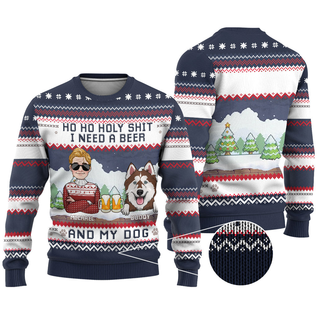 Ich brauche Bier und meinen Hund – personalisierter Hundepullover