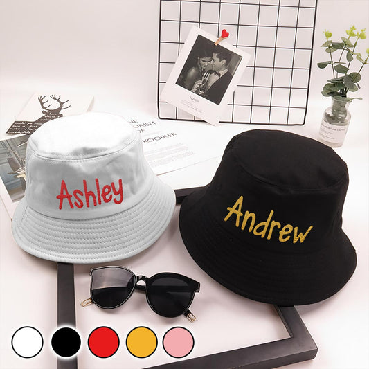 Custom Name - Personalized Couple Embroidered Bucket Hat