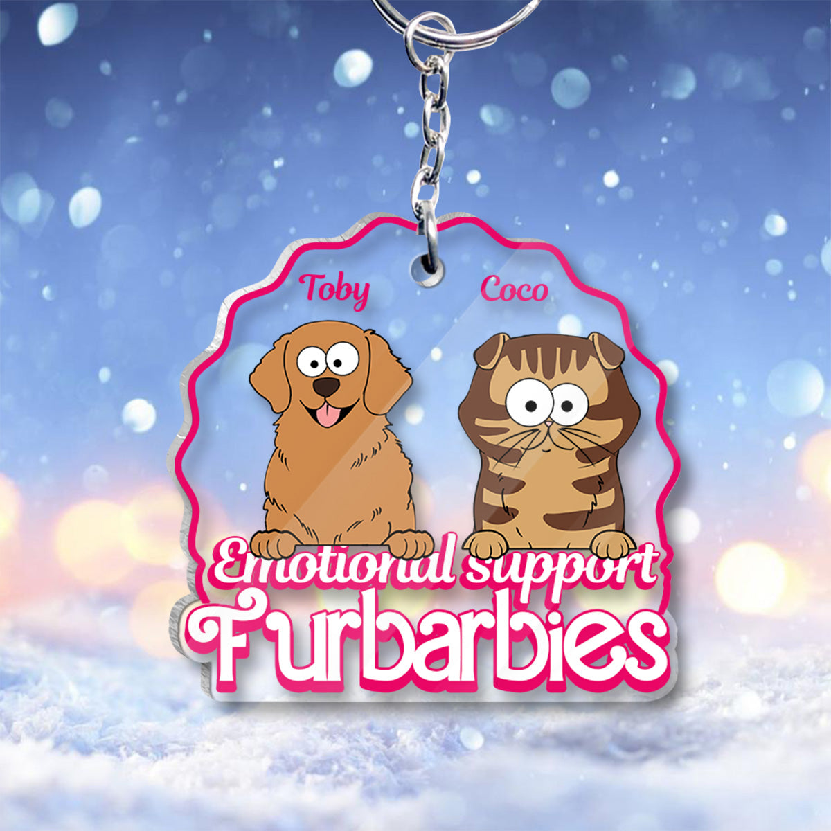 Emotional Support - Gift for dog lovers, cat lover - Personalized Transparent Keychain