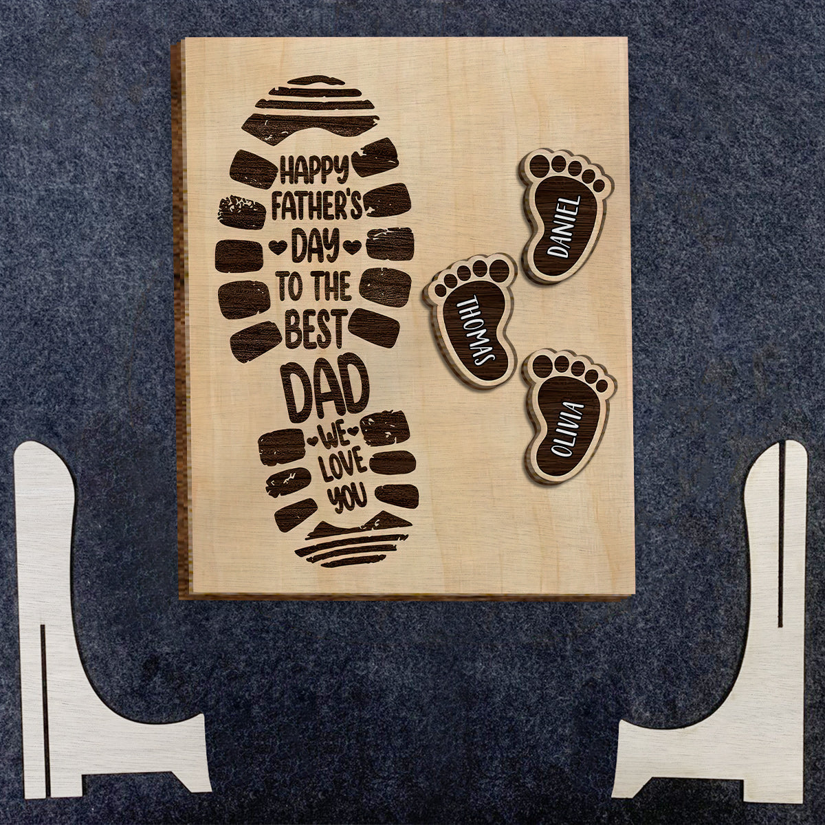 We Love You Dad - Personalized Father 2 Layered Wood Sign / Wood Plaque