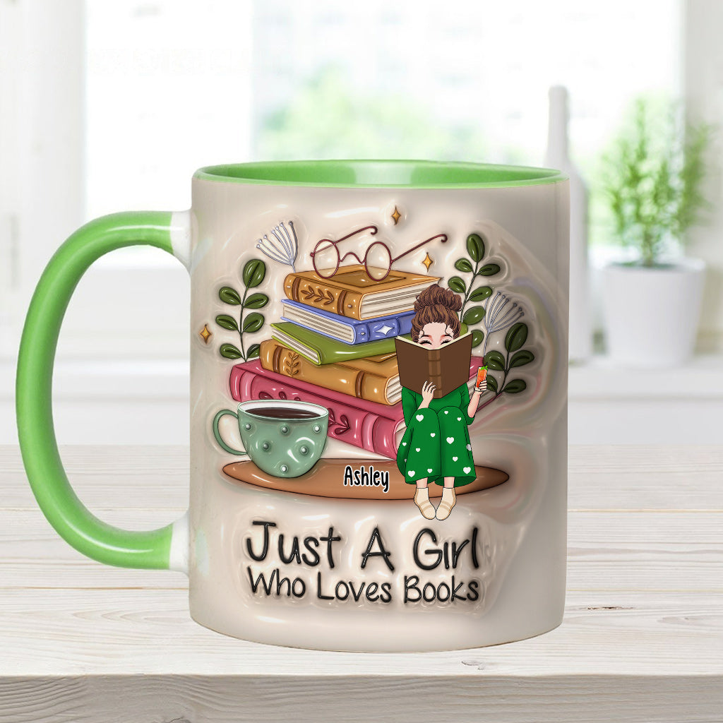 Just A Girl Who Loves Books - Personalized Book Accent Mug