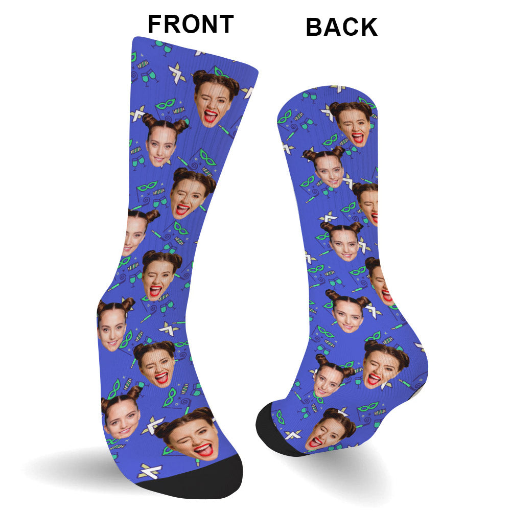 Custom Face Party Pattern - Personalized Sibling Socks
