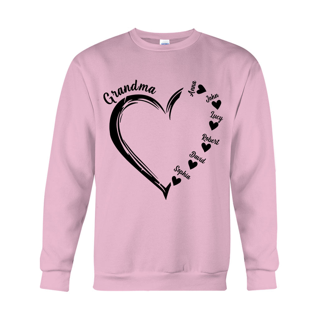 Grandma Heart - Personalized Grandma T-shirt And Hoodie