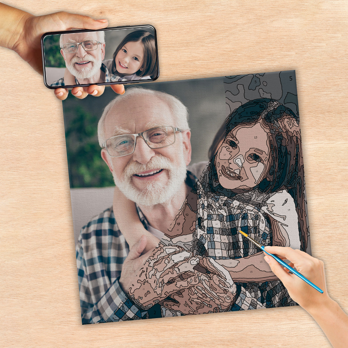 Custom Photo - Personalized Grandpa Paint By Numbers Kit