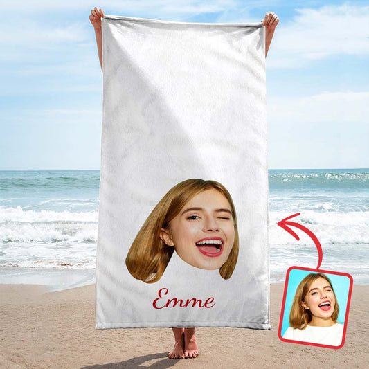 Funny Face - Personalized Beach Towel