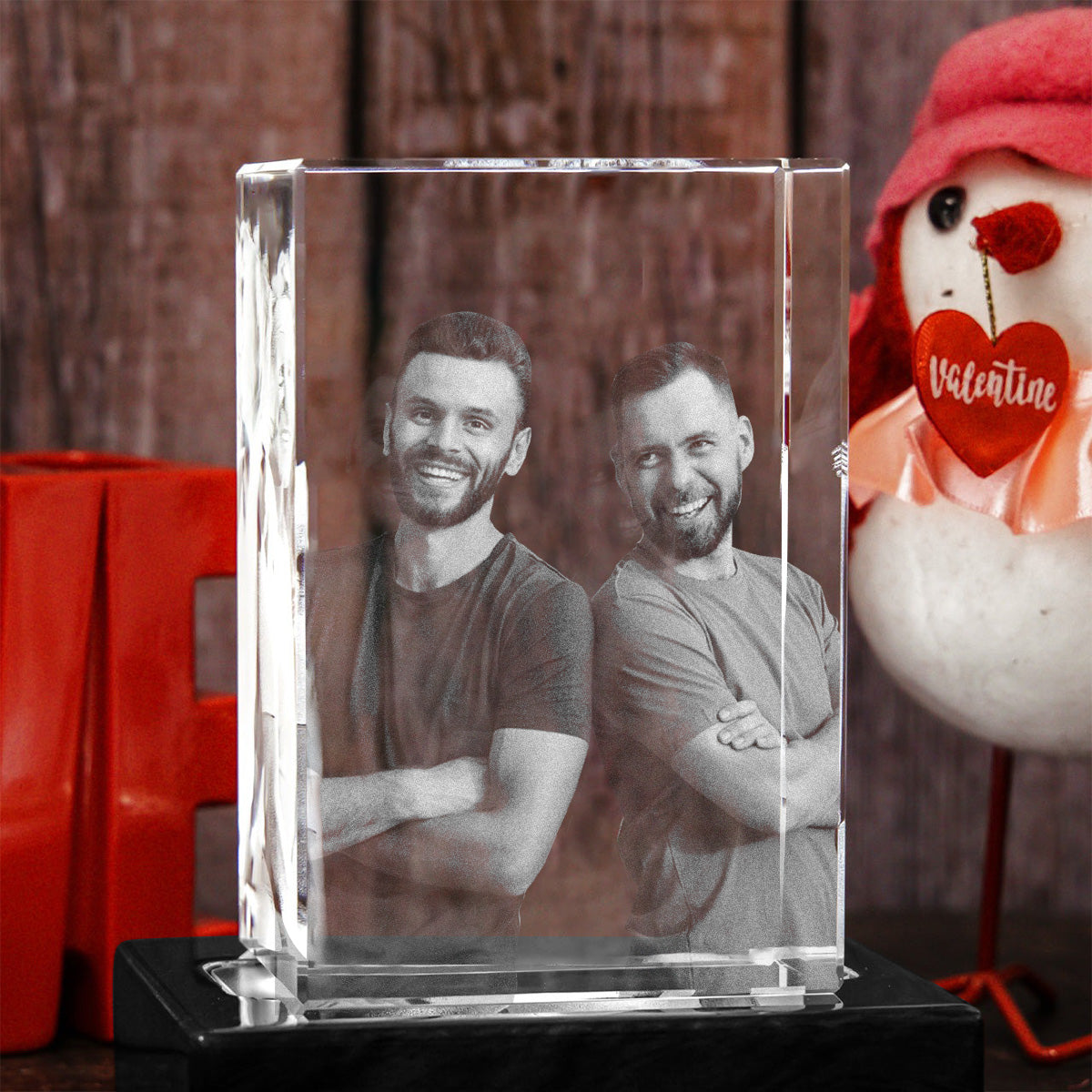 Lampe en cristal 3D cubique gravée au laser avec photo personnalisée pour votre petit-fils