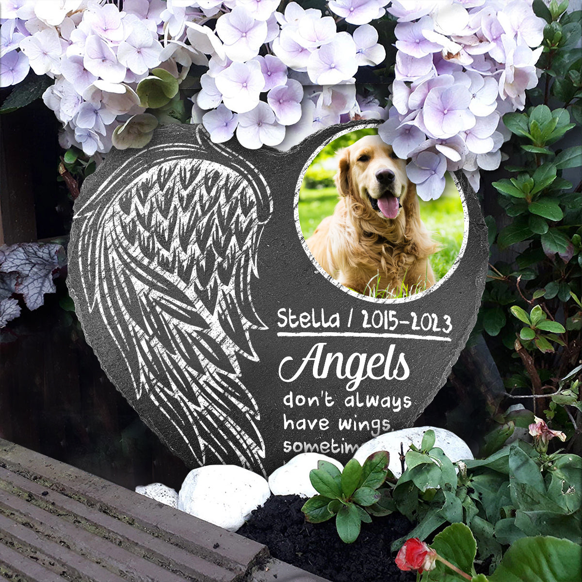 Angel Don't Always Have Wings - Personalized Dog Heart Shaped Stone