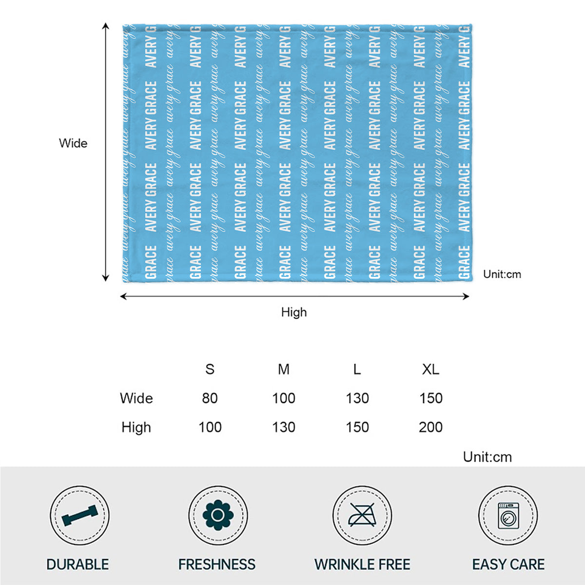 Individuelles Namensmuster – personalisierte Decke für den Enkel