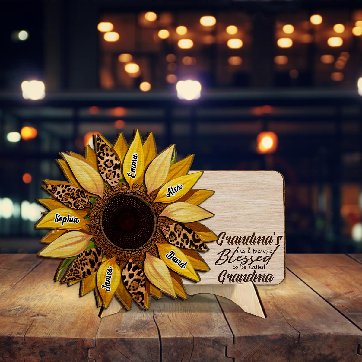 Grandma's Tea & Biscuits - Personalized Grandma 2 Layered Wood Sign