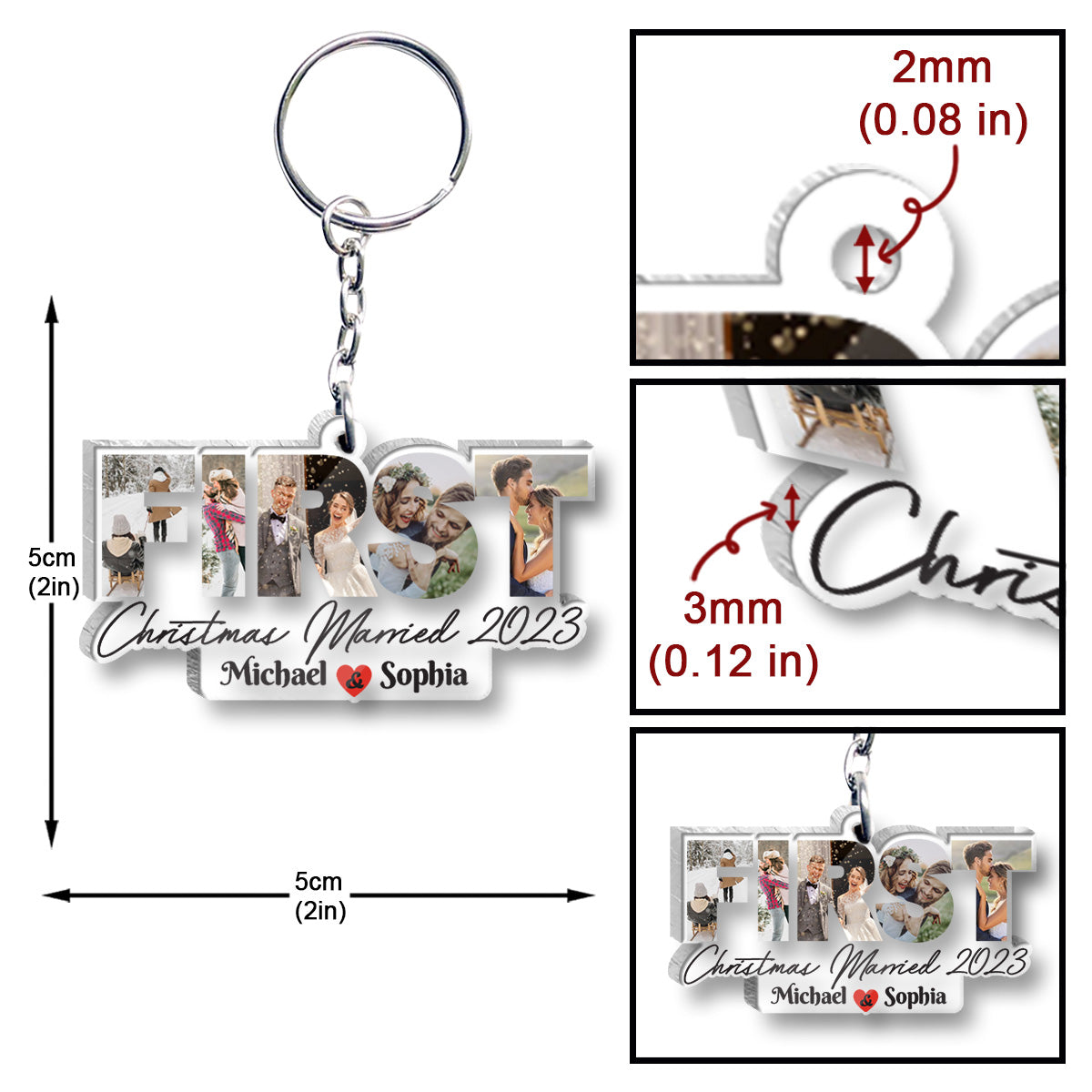 First Christmas Married - gift for husband, wife - Personalized Transparent Keychain