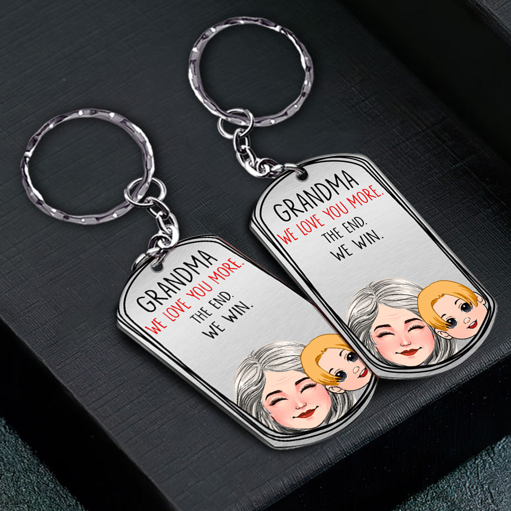 Dad I Love You More - Gift for dad, grandma, grandpa, mom, uncle, aunt - Personalized Stainless Steel Keychain
