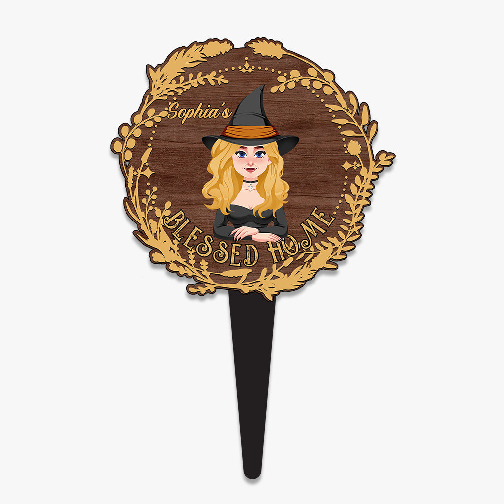 Blessed Home - Personalized Witch Acrylic Garden Sign