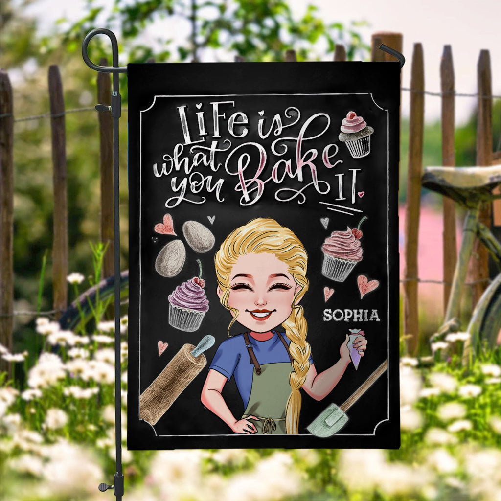 Life Is What You Bake It - Personalized Baking Garden Flag