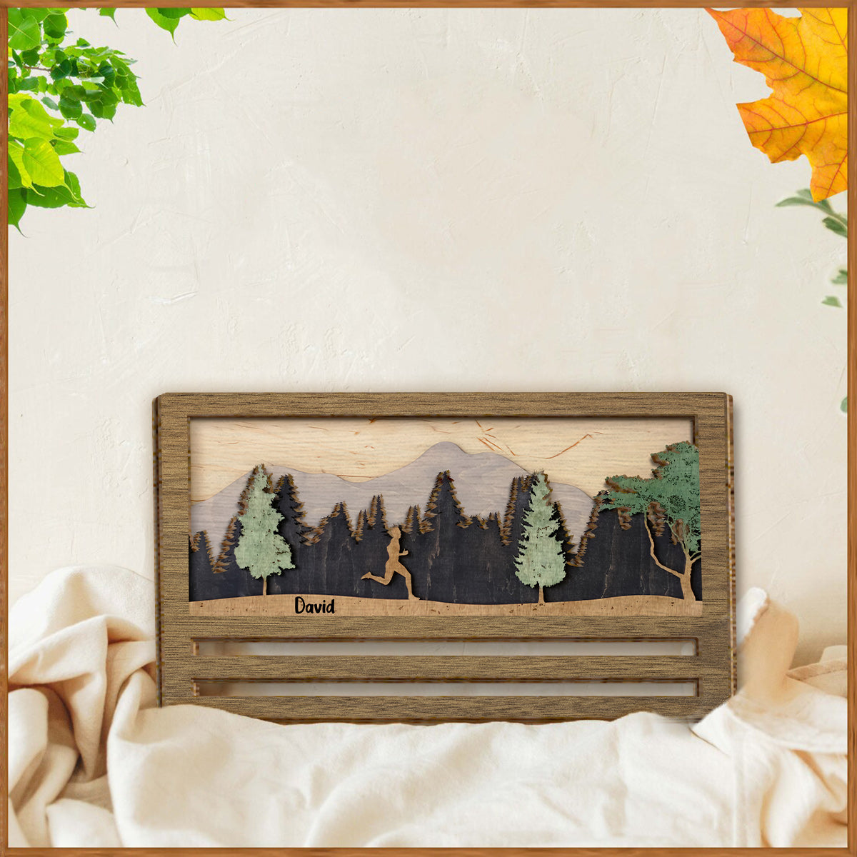 Medaillenpräsentation – Personalisiertes zweilagiges Holzschild/Holzplakette für Läufer