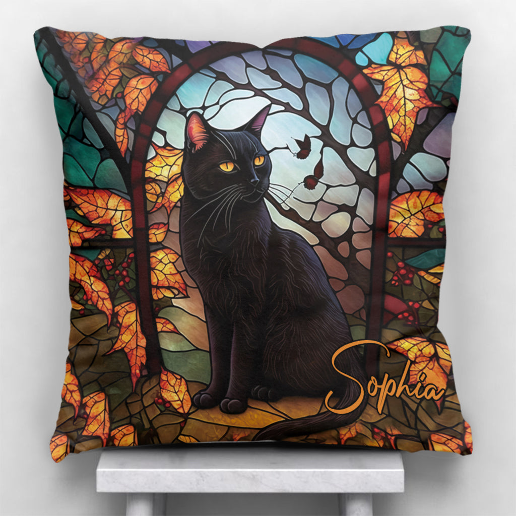Black Cat - Personalized Black Cat Throw Pillow