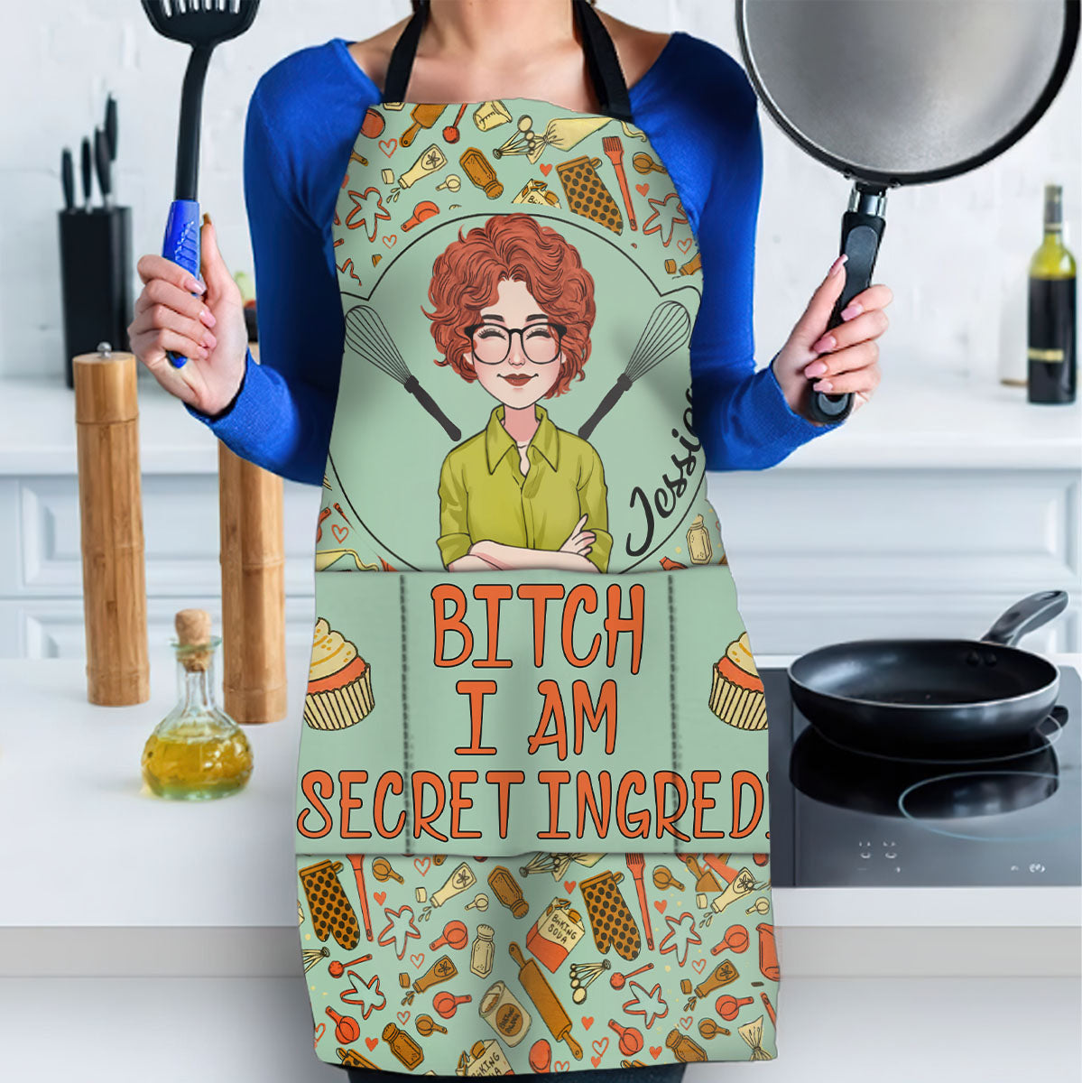 I Am The Secret Ingredient - Personalized Baking Apron, Oven Mitts & Pot Holder