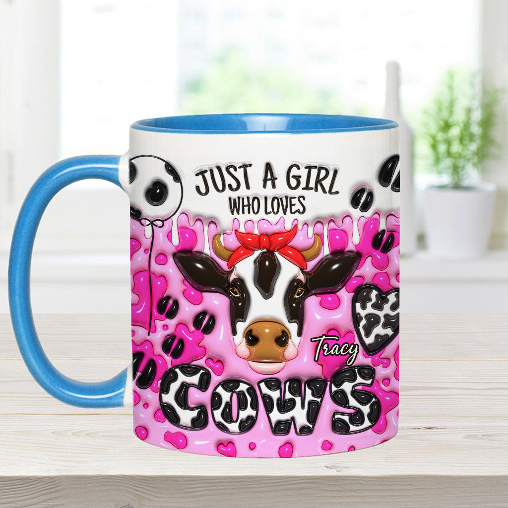 Mug personnalisé « Juste une fille qui aime les vaches » avec motif vache