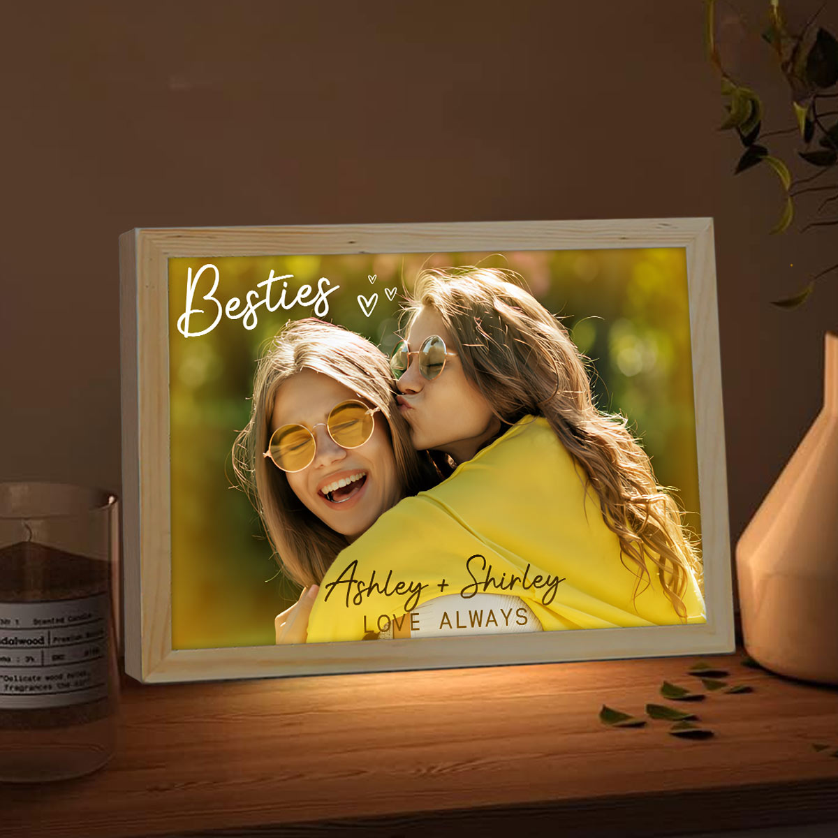 Besties Love Always - Personalized Bestie Light Photo Frame