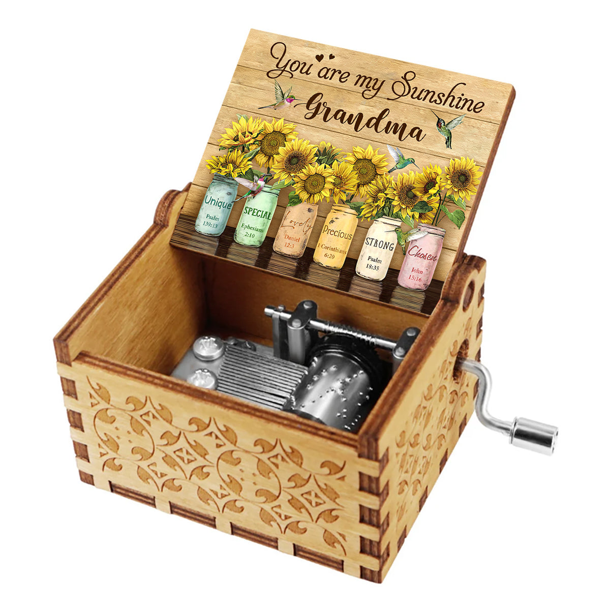 You Are My Sunshine - Gift for mom, grandma, granddaughter, friend, sister - Personalized Hand Crank Music Box