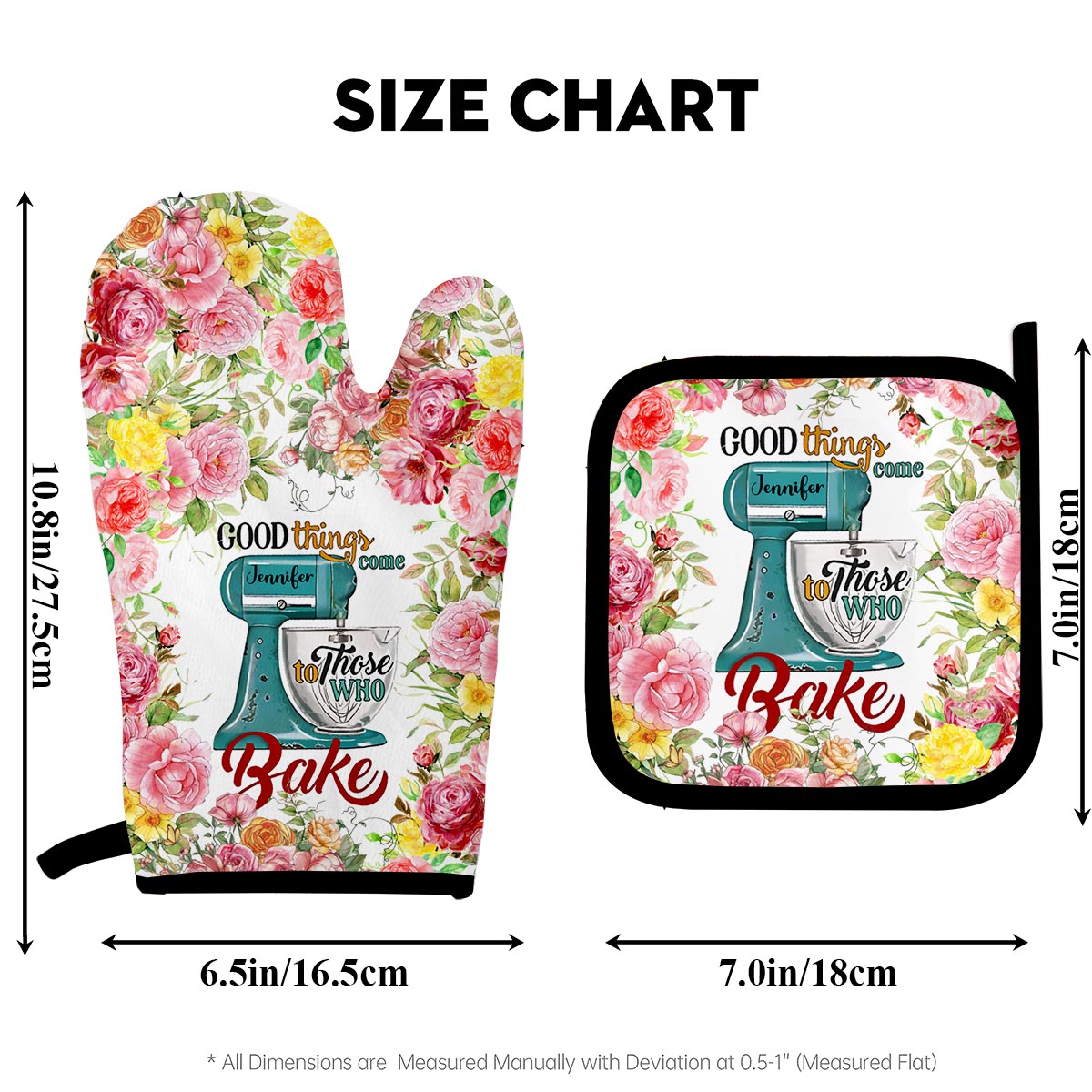 Love Baking - Personalized Baking Oven Mitts & Pot Holder Set