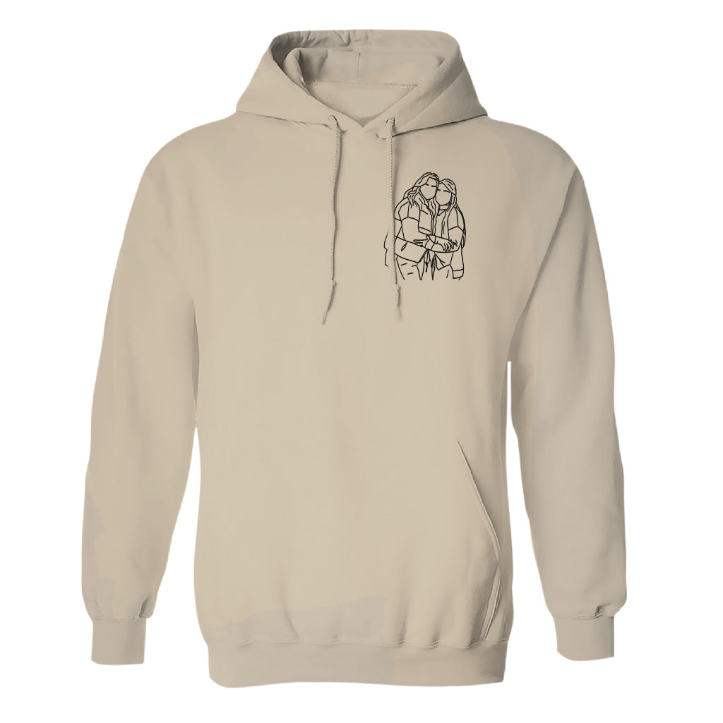 Custom Line Art - Personalized Sibling Embroidered Hoodie
