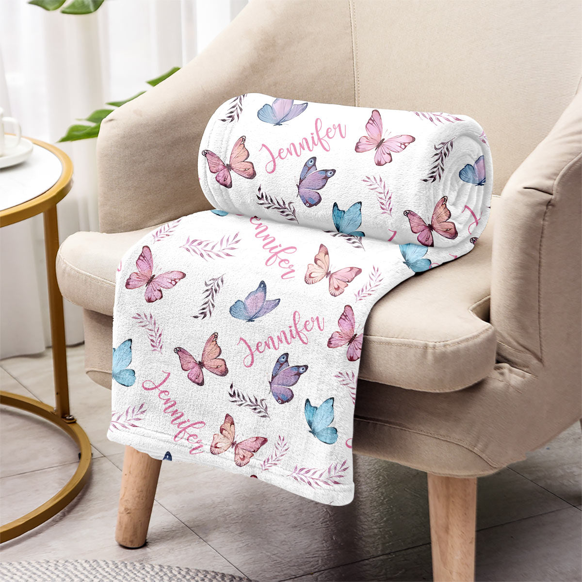 Schmetterlings-Decke mit individuellem Namen – Personalisierte Tochterdecke