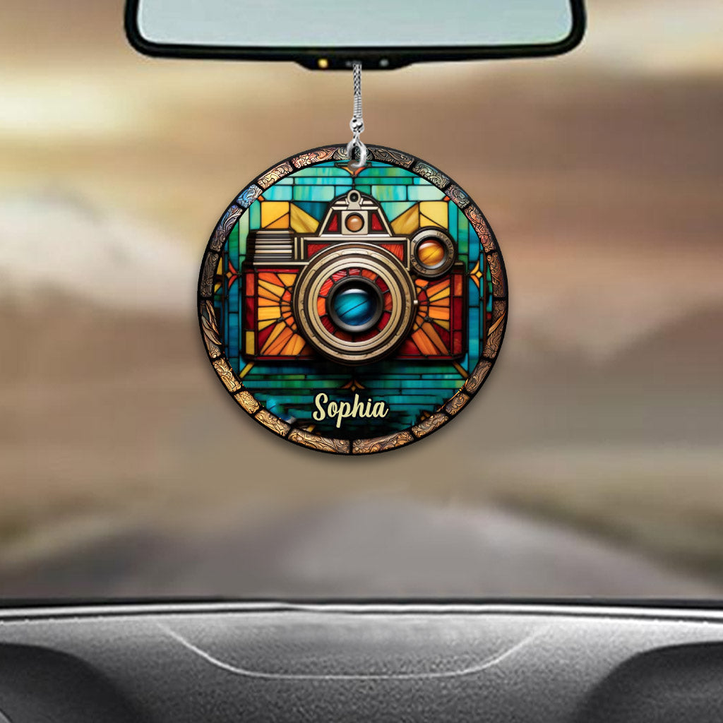Une fille passionnée de photographie - Ornement de voiture personnalisé avec photo