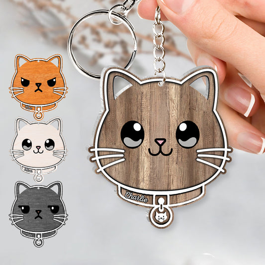 Cute Cat - Personalized Cat Keychain