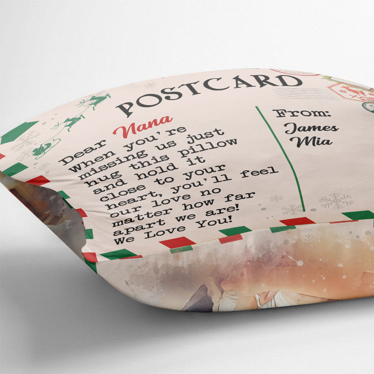 Dear Nana Postcard - Personalized Grandma Throw Pillow