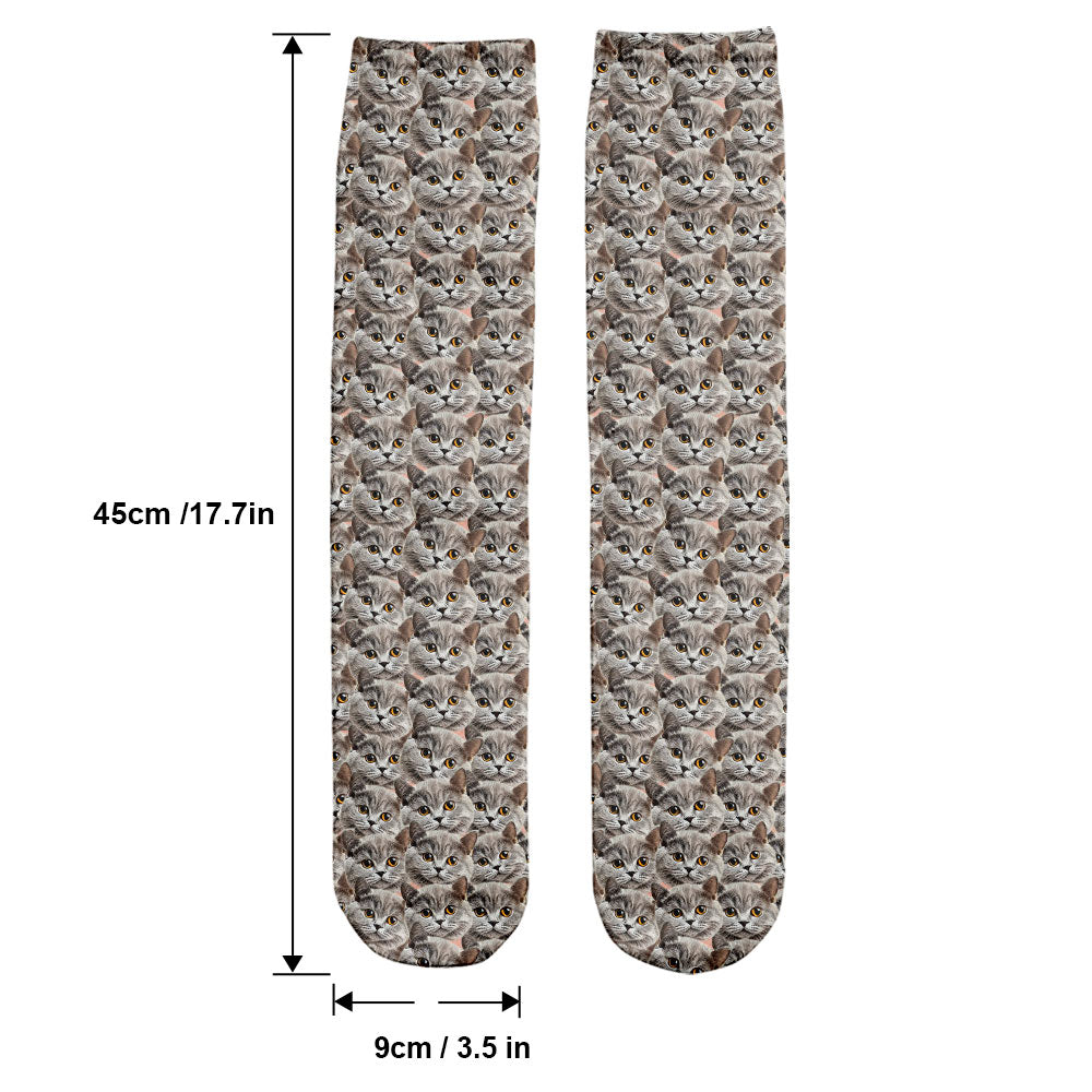 Customizable Printed Face - Personalized Cat Socks