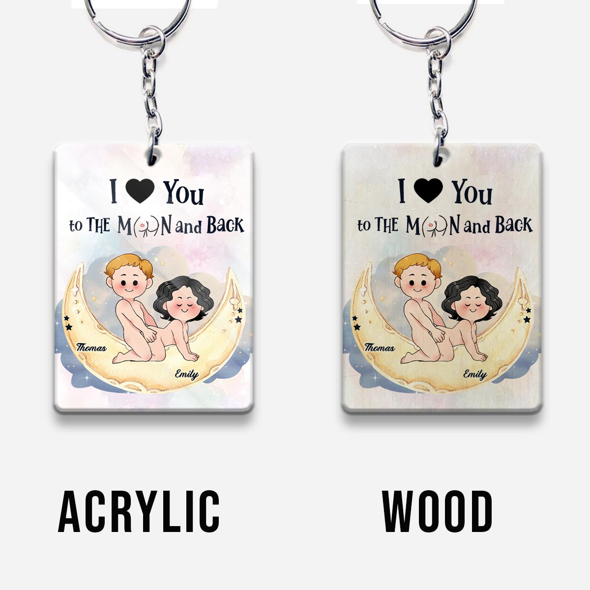 Love You To The Moon And Back - Personalized Couple Keychain