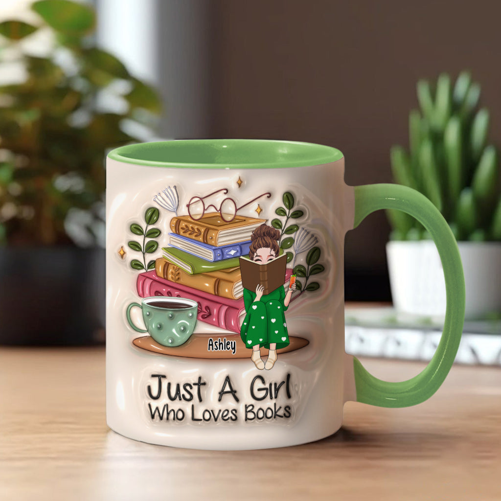 Just A Girl Who Loves Books - Personalized Book Accent Mug