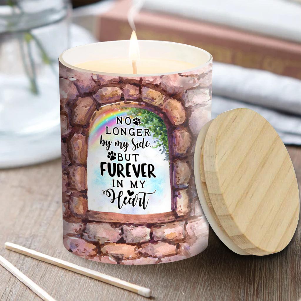 No Longer By My Side - Personalized Dog Candle With Wooden Lid