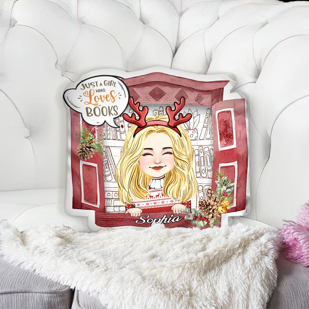 Just A Girl Who Loves Books - Personalized Book One-sided Shaped Pillow
