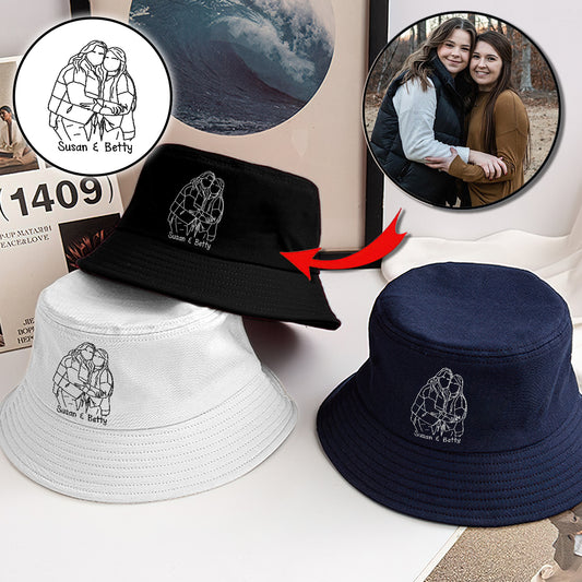 Custom Photo - Personalized Sibling Embroidered Bucket Hat