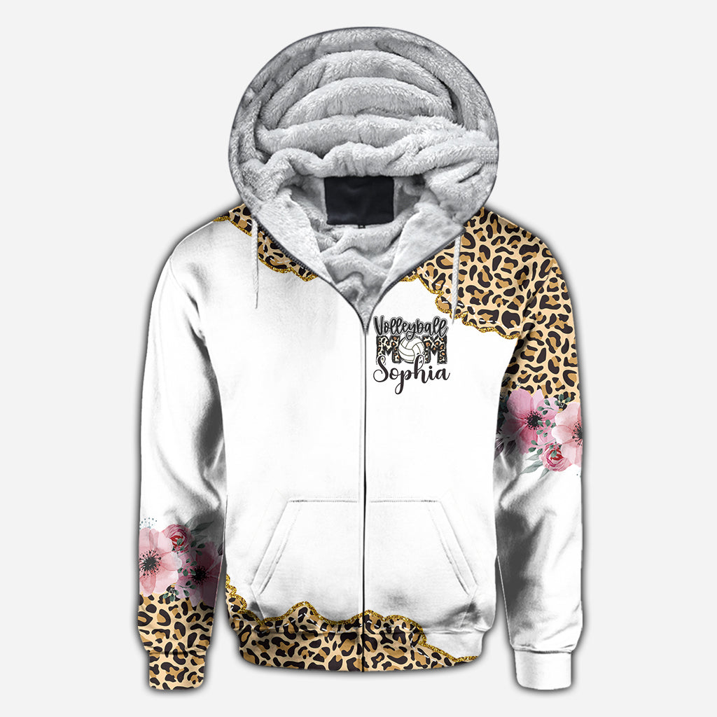 Volleyball Mom Leopard - Personalized Volleyball All Over Shirt