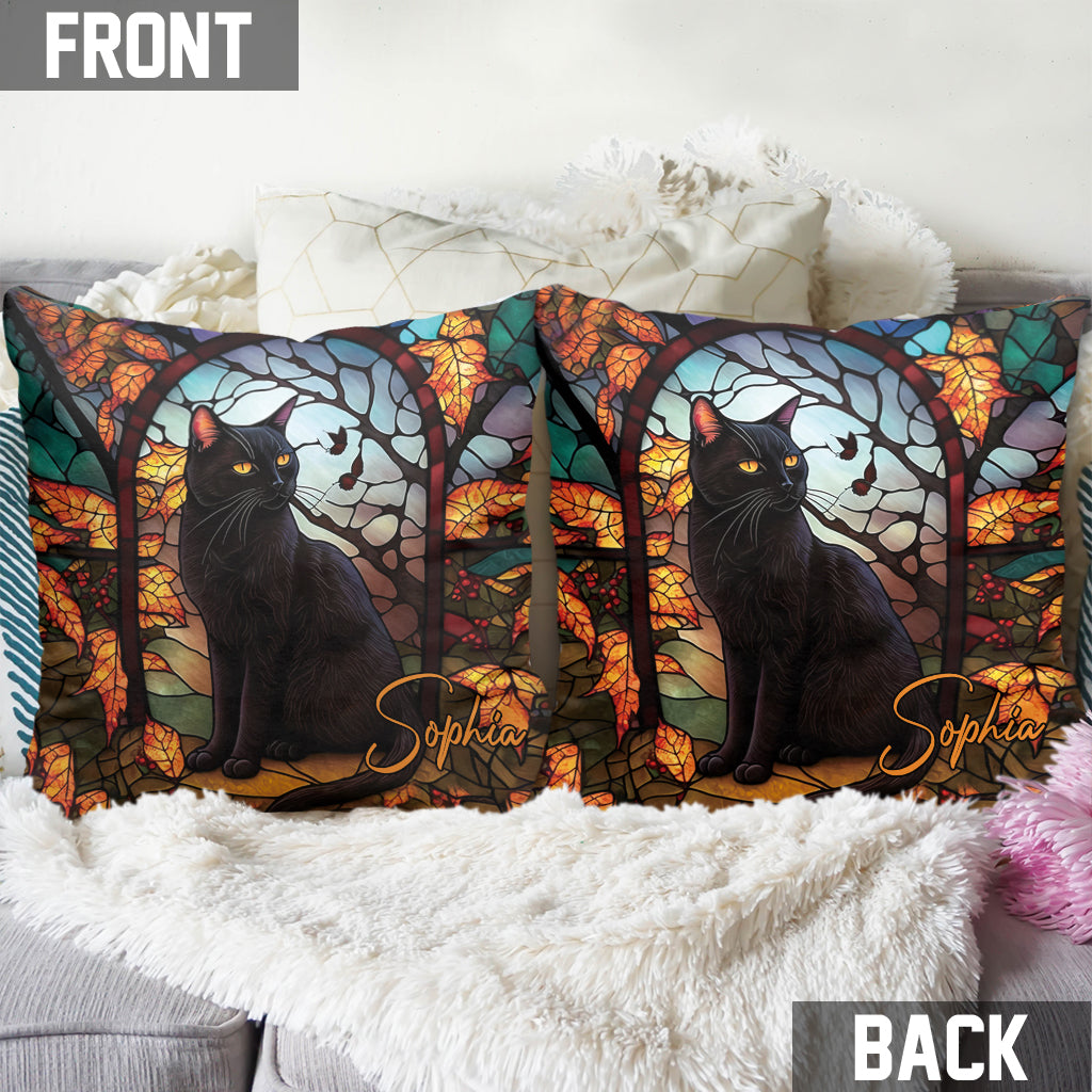 Black Cat - Personalized Black Cat Throw Pillow
