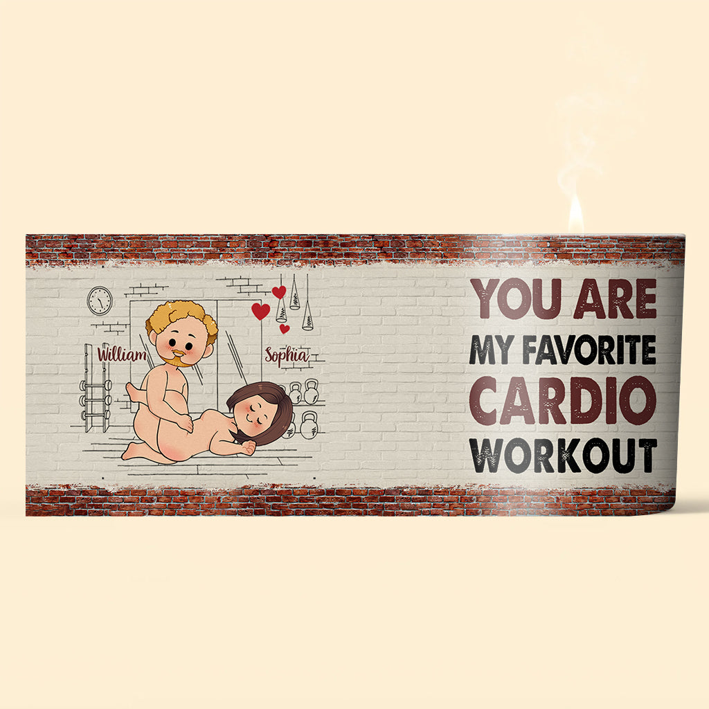 Cardio Workout - Personalized Couple Candle With Wooden Lid