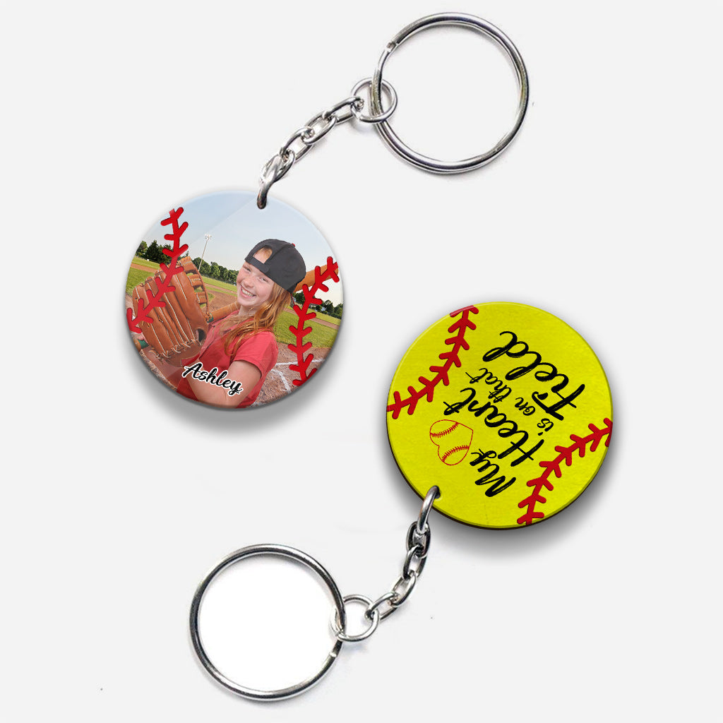My Heart Is On That Field - Personalized Softball Keychain