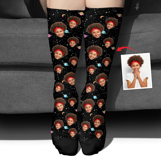 Custom Face Galaxy - Personalized Daughter Socks