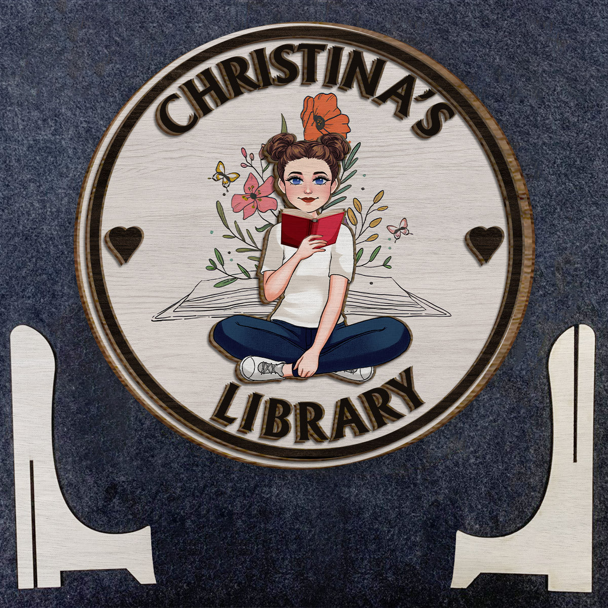 My Library - Personalized Book 2 Layered Wood Sign / Wood Plaque