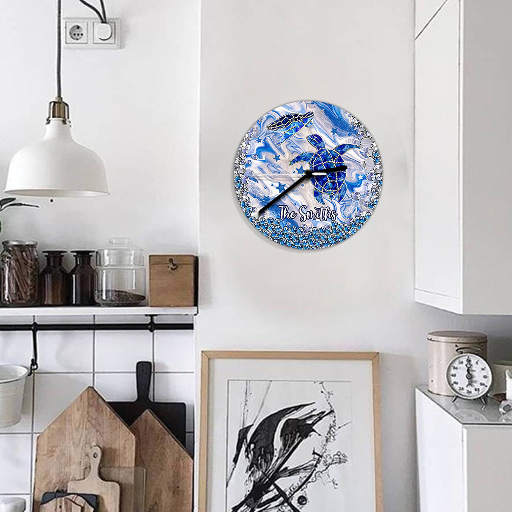 Blue Sea Turtles - Personalized Turtle Wall Clock