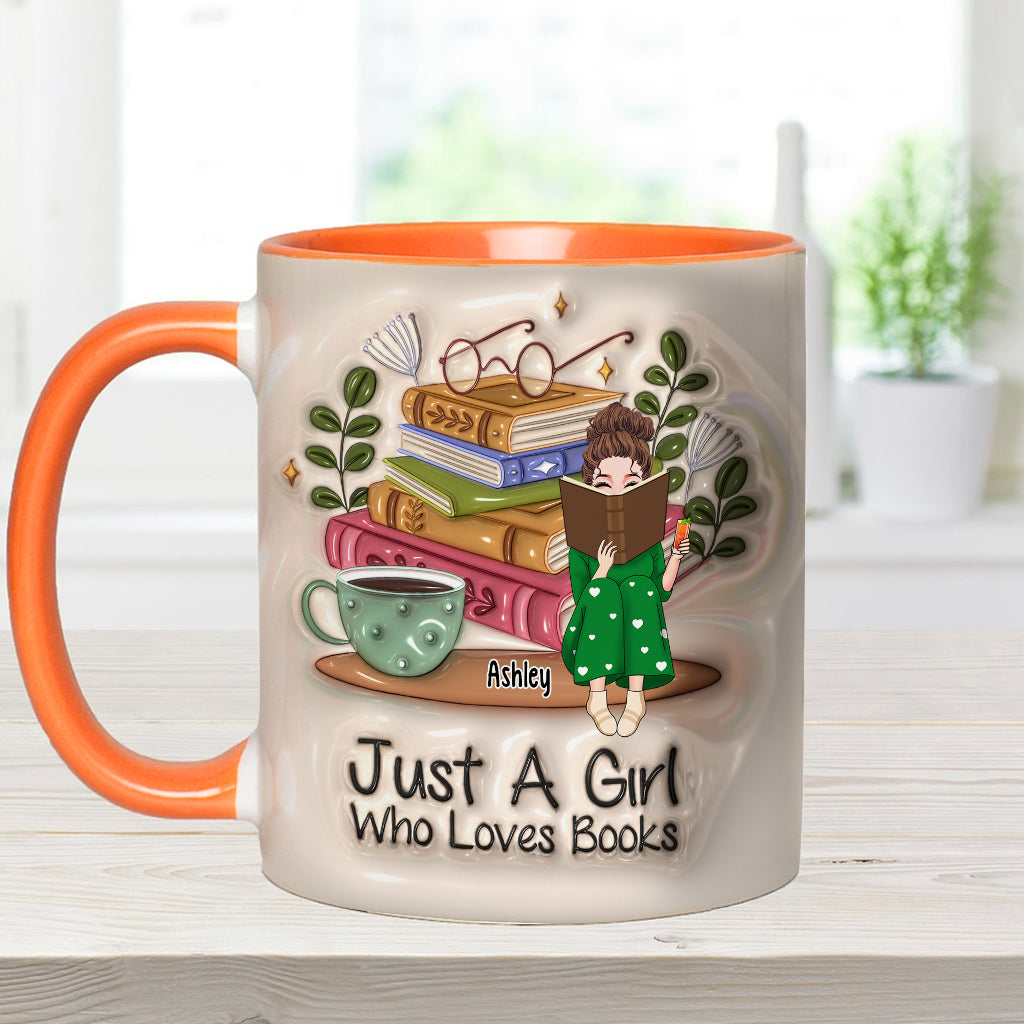 Just A Girl Who Loves Books - Personalized Book Accent Mug