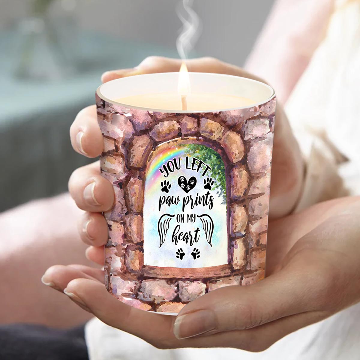 No Longer By My Side - Personalized Dog Candle With Wooden Lid