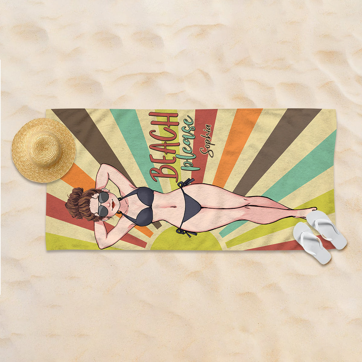 Always On Vacay - Sea Lover gift for friend, sister, girlfriend, wife, mom - Personalized Beach Towel
