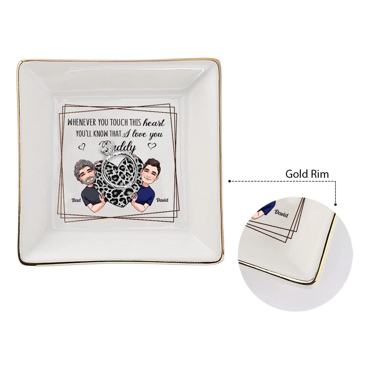 Whenever You Touch This Heart - Gift for mom, grandma, grandpa, daughter, son, granddaughter, grandson, wife, husband, dad, aunt, uncle, sister, brother - Personalized Jewelry Dish