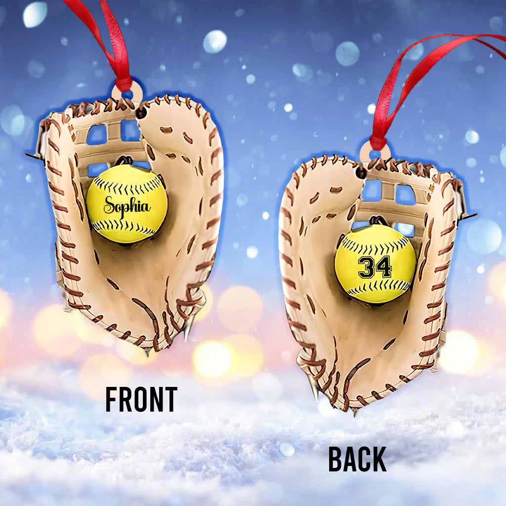 Love Baseball - Personalized Softball Ornament