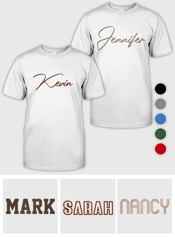 Custom Name - Personalized Sibling Embroidered T-shirt
