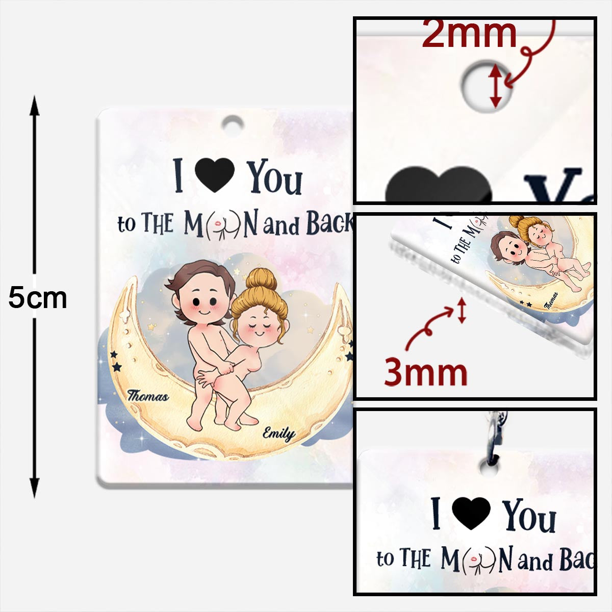 Love You To The Moon And Back - Personalized Couple Keychain